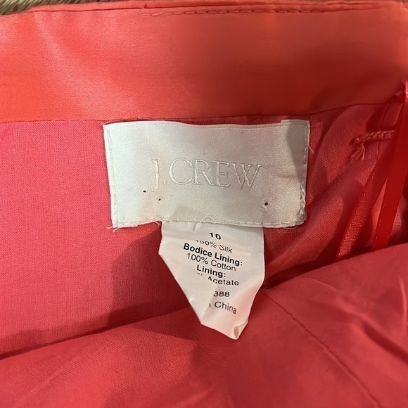 J Crew Coral 100% Silk Sweetheart Neckline Strapless Cocktail Dress size 10 - Picture 3 of 5